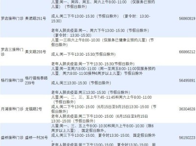 上海寶山區(qū)各類預(yù)防接種門(mén)診一覽表(最新版)