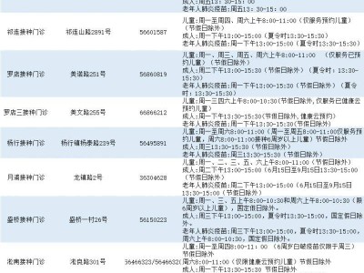 上海寶山區(qū)各類預(yù)防接種門診一覽表(最新）