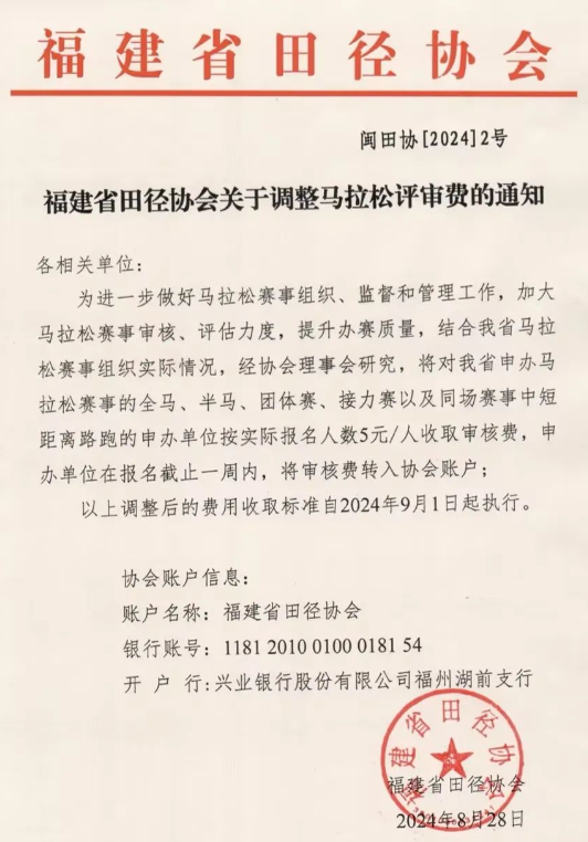 福建田協(xié)發(fā)紅頭文件：收取馬拉松人頭費(fèi)5元/人，緊急暫停。