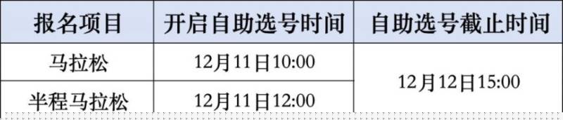 2025年惠州馬拉松參賽號自助選號時間安排