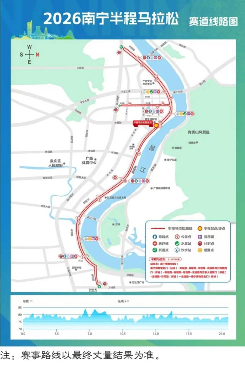 2026年南寧半程馬拉松比賽路線圖