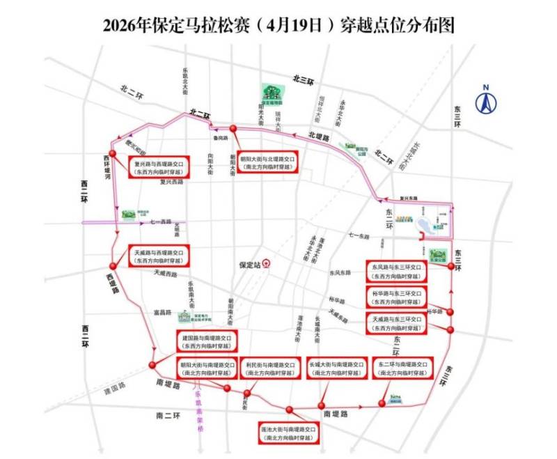 2026保定馬拉松臨時穿越點